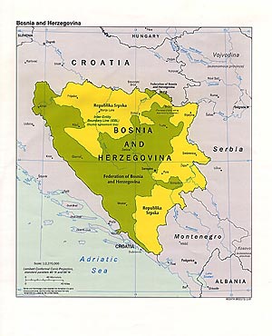 波黑国土面积示意图